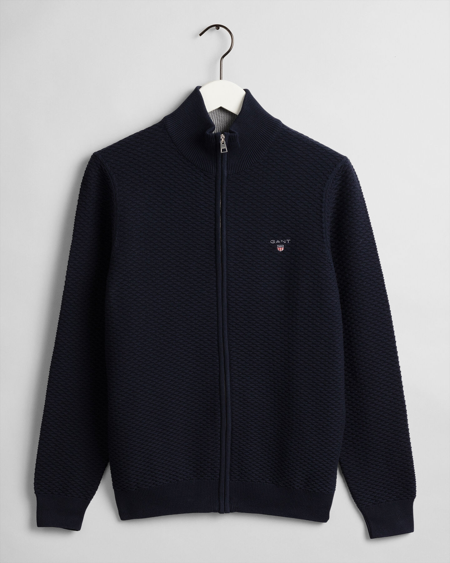 Triangle Texture Full-Zip Sweater