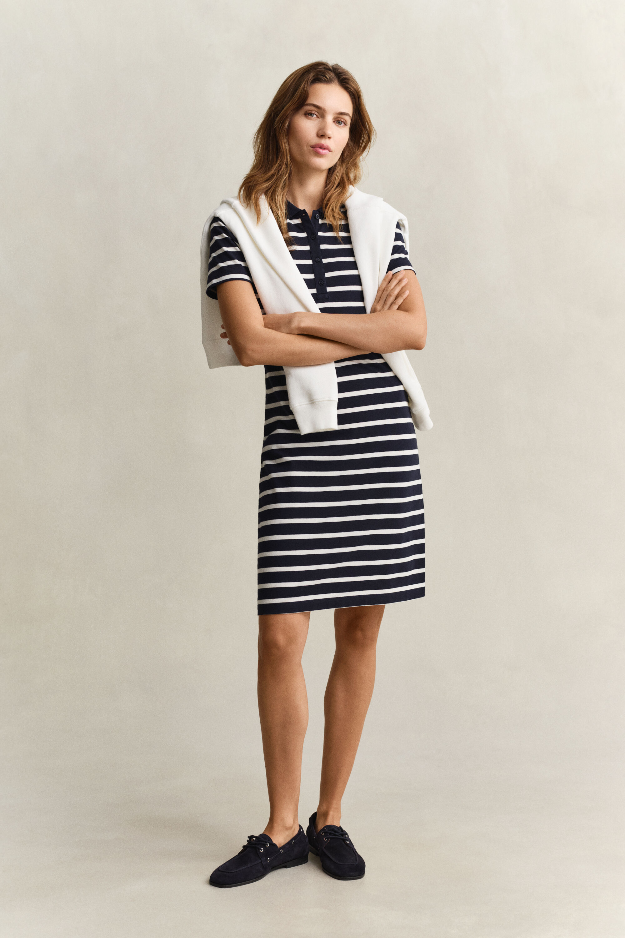Striped Piqué Polo Dress