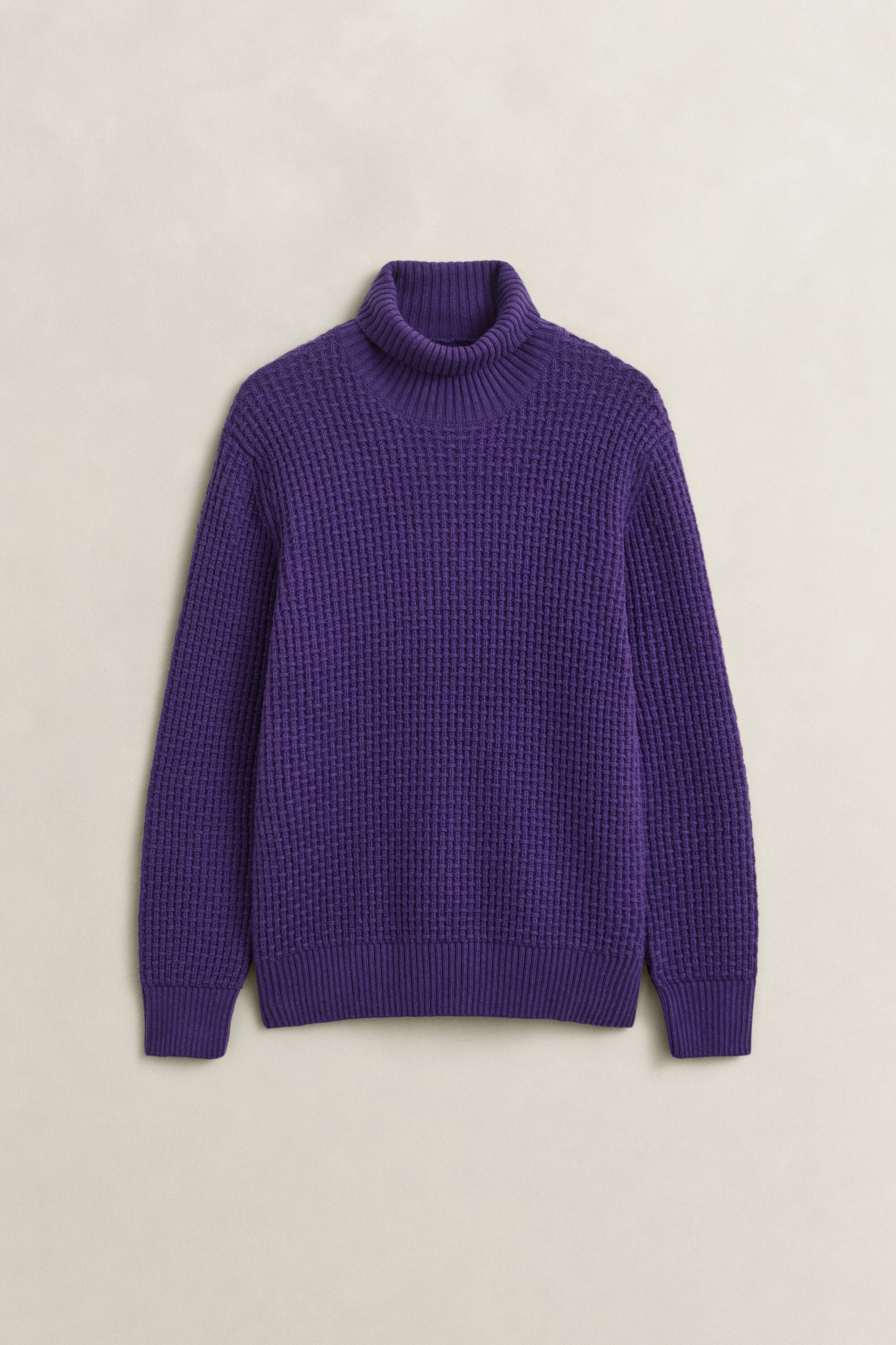 Textured Cotton Wool Turtleneck Sweater