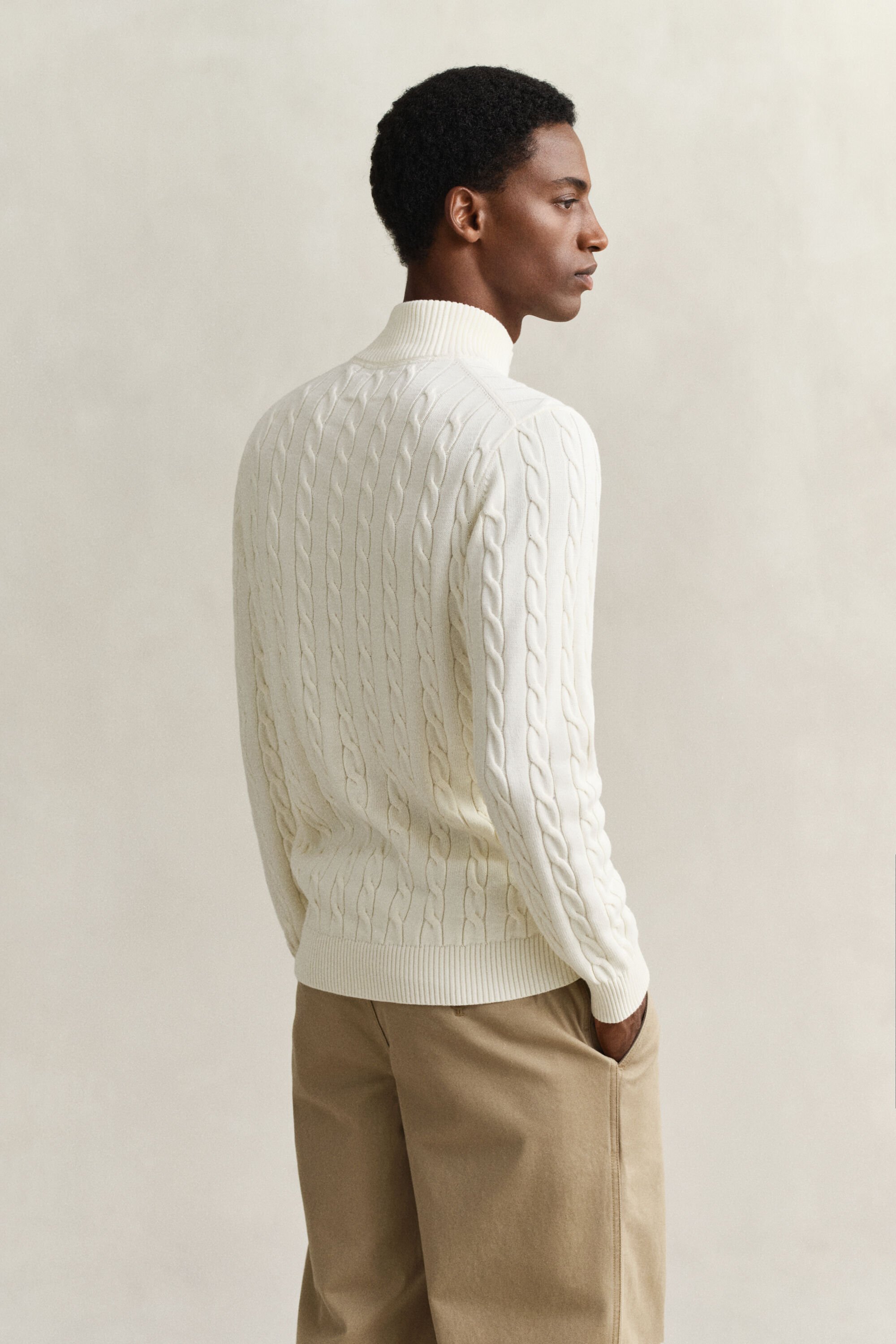 Cotton Cable Knit Half-Zip Sweater