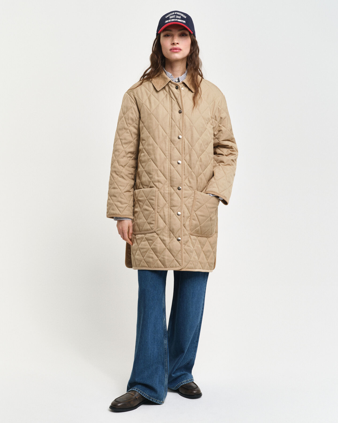 Quilted Corduroy Detailed Coat