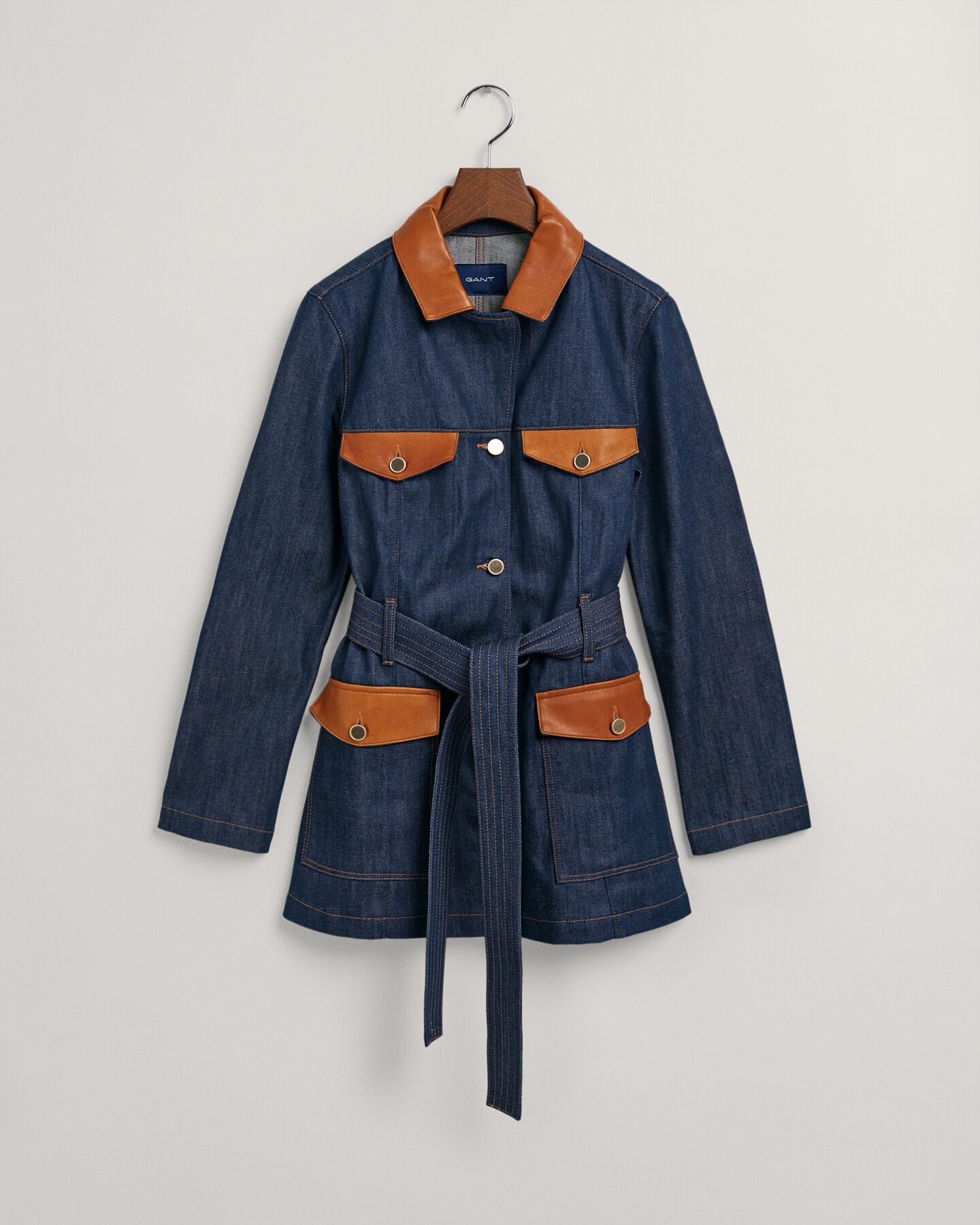 Denim Leather Detail Jacket