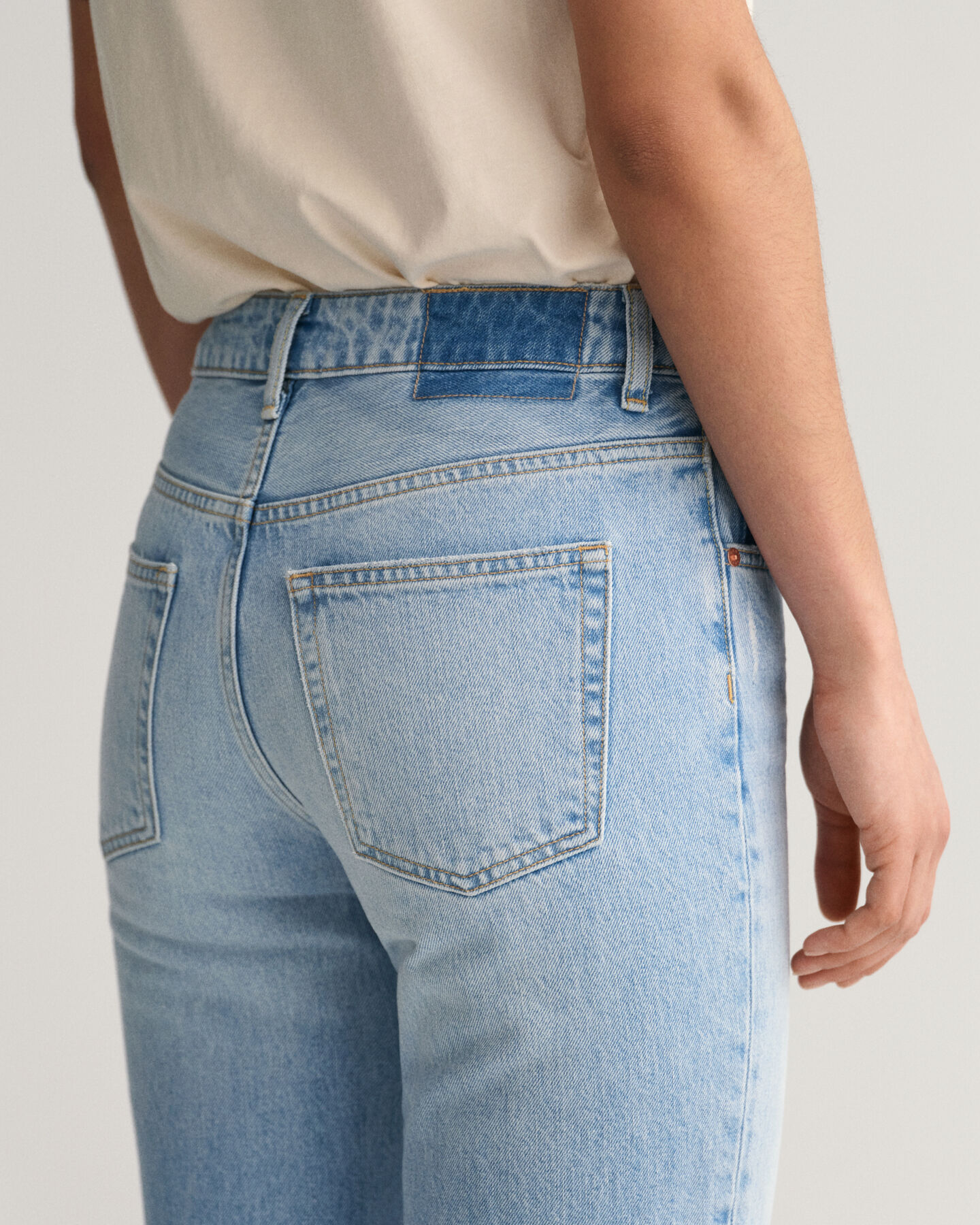 High-Waisted Straight Leg Patchwork Jeans