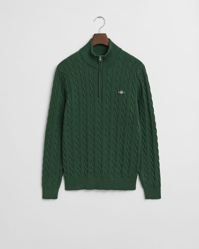 Cotton Cable Knit Half-Zip Sweater