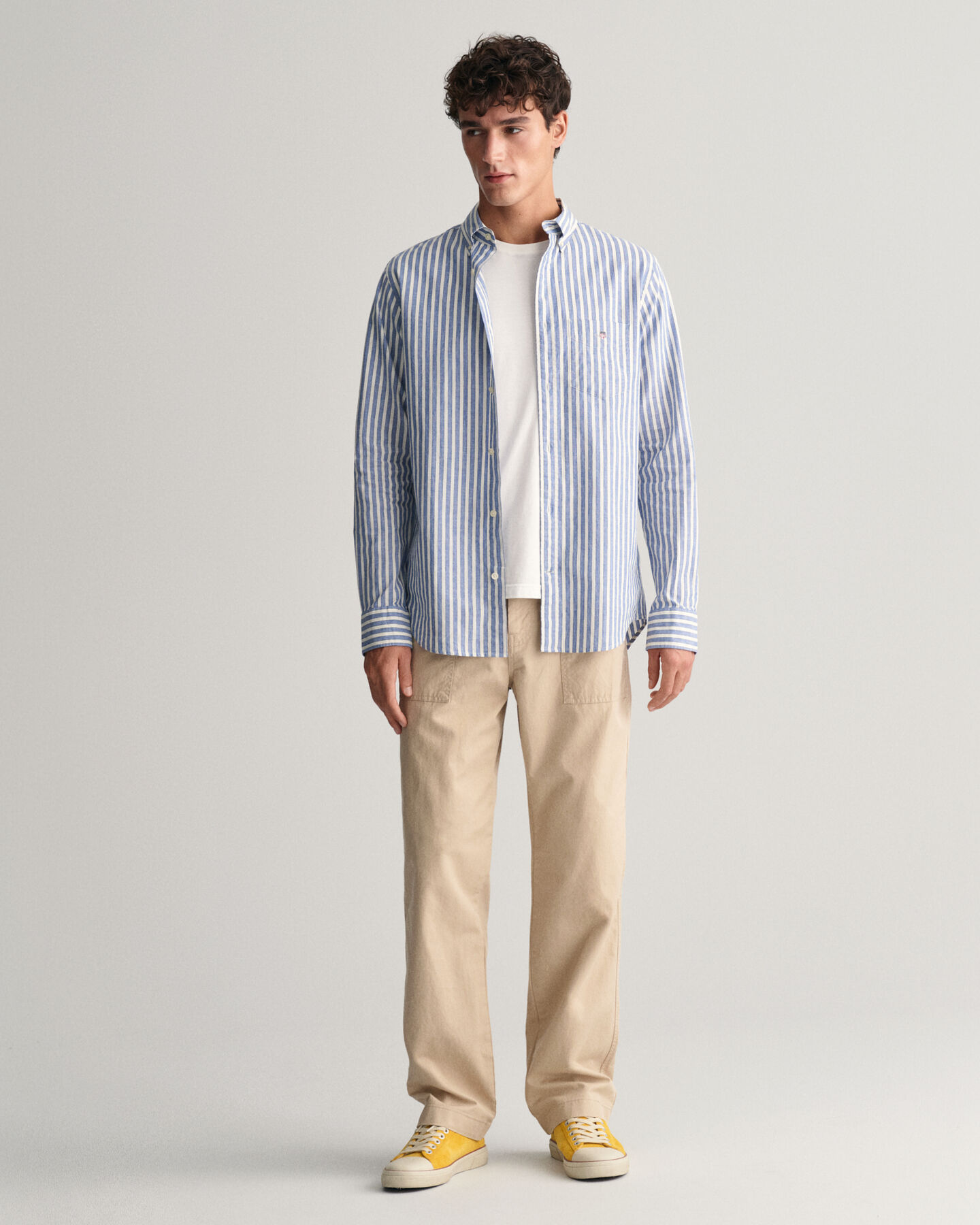 Regular Fit Striped Cotton Linen Shirt
