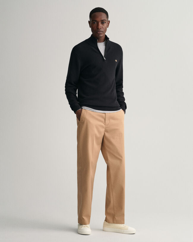 Textured Cotton Half-Zip Sweater