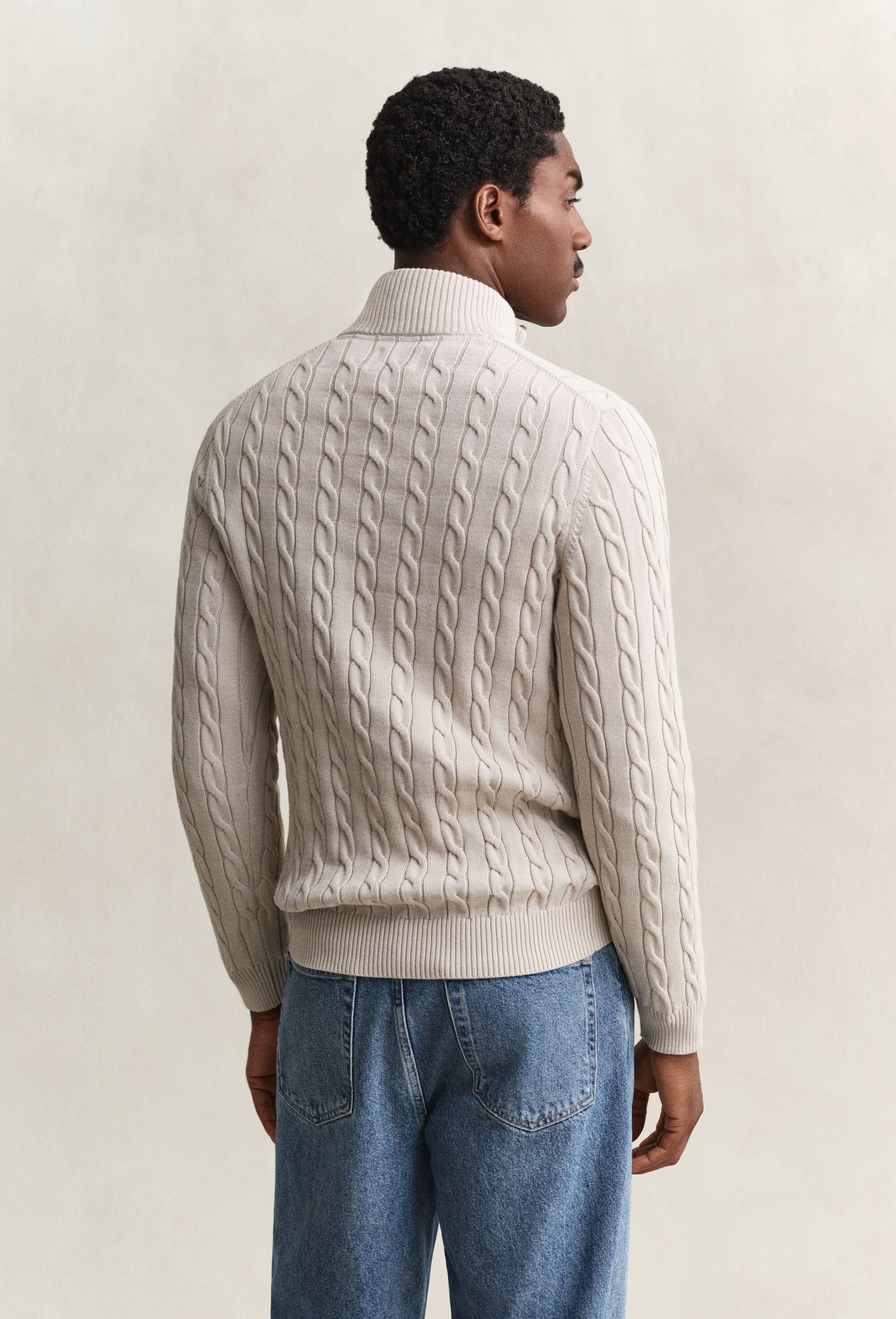 Cotton Cable Knit Half-Zip Sweater