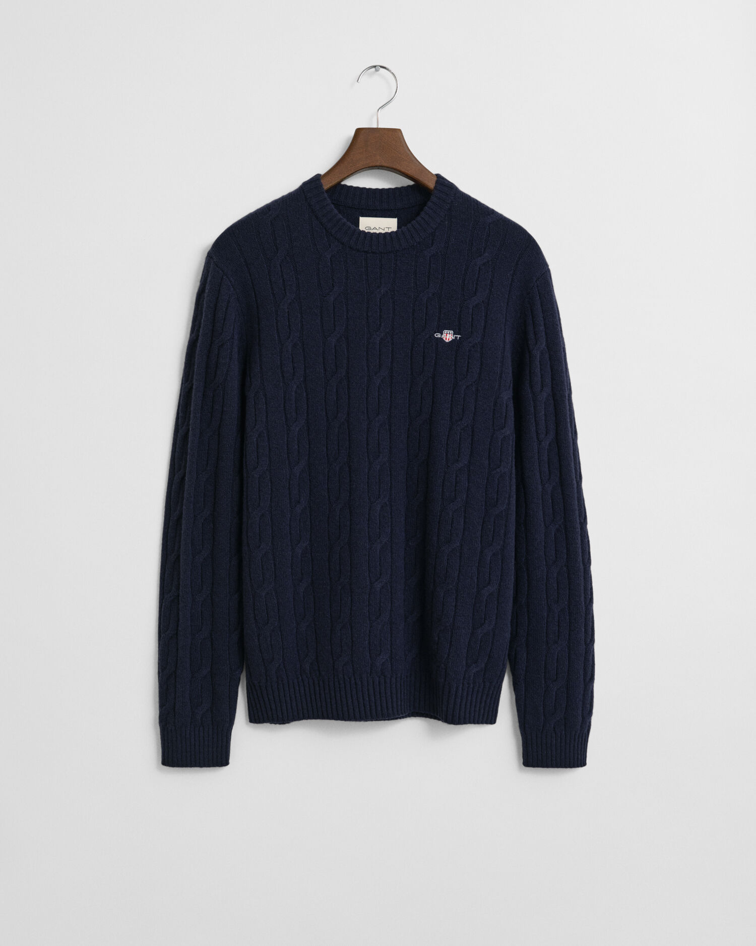 Lambswool Cable Knit Crew Neck Sweater