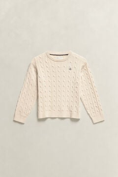 Boys Shield Cable Knit Sweater — CREAMED WHITE 2