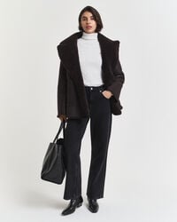 Stretch Cotton Cable Knit Turtleneck Sweater