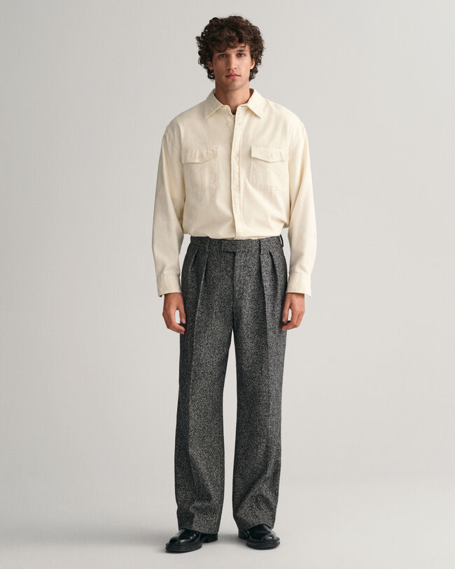 Wide Leg Tweed Suit Pants