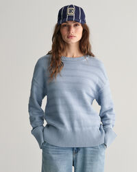 Tonal Striped Cotton Crew Neck Sweater