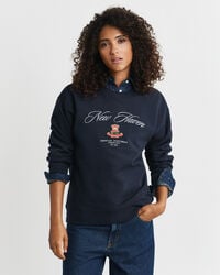 Crest Graphic Crew Neck Sweatshirt
