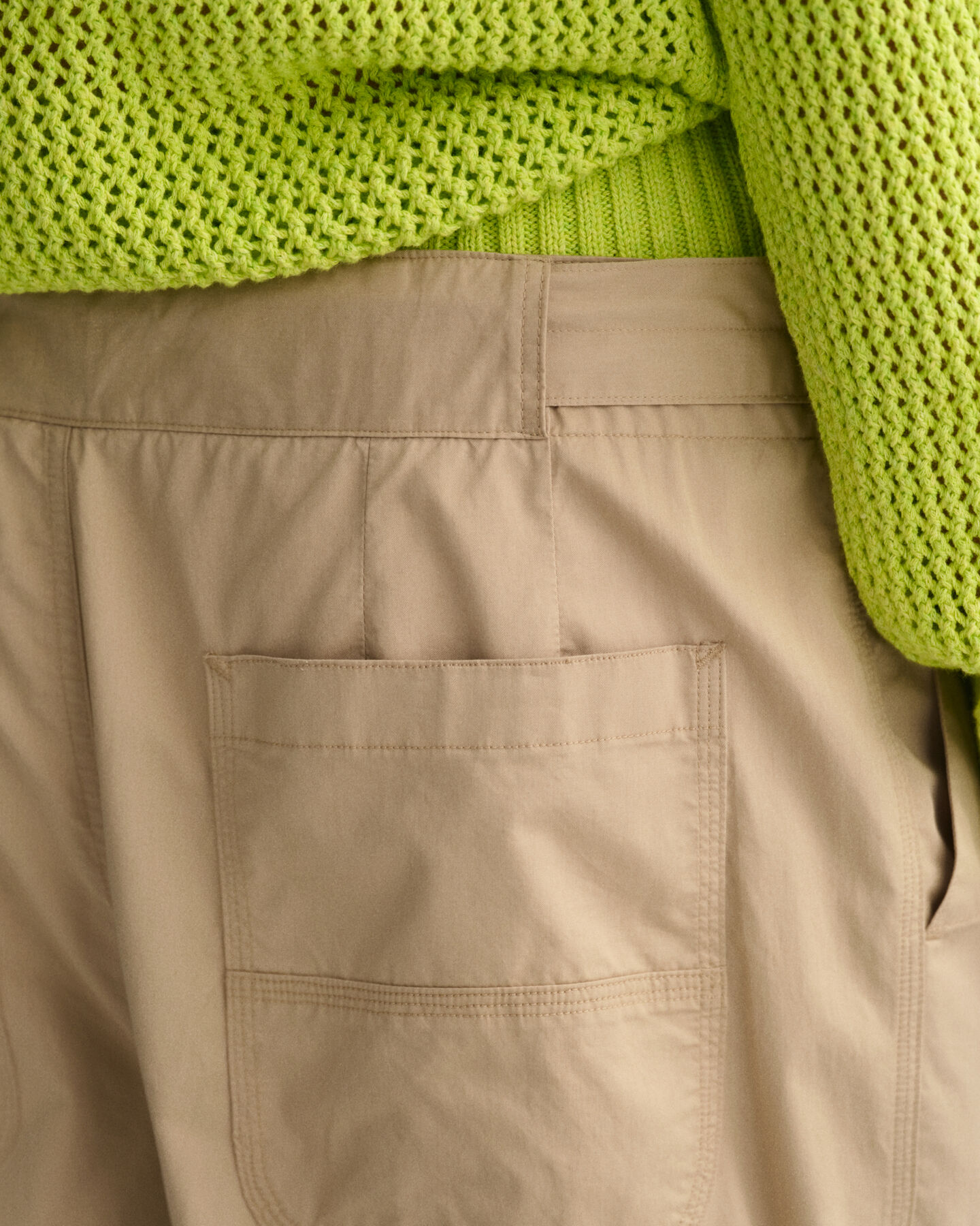 Belted Cotton Poplin Pants