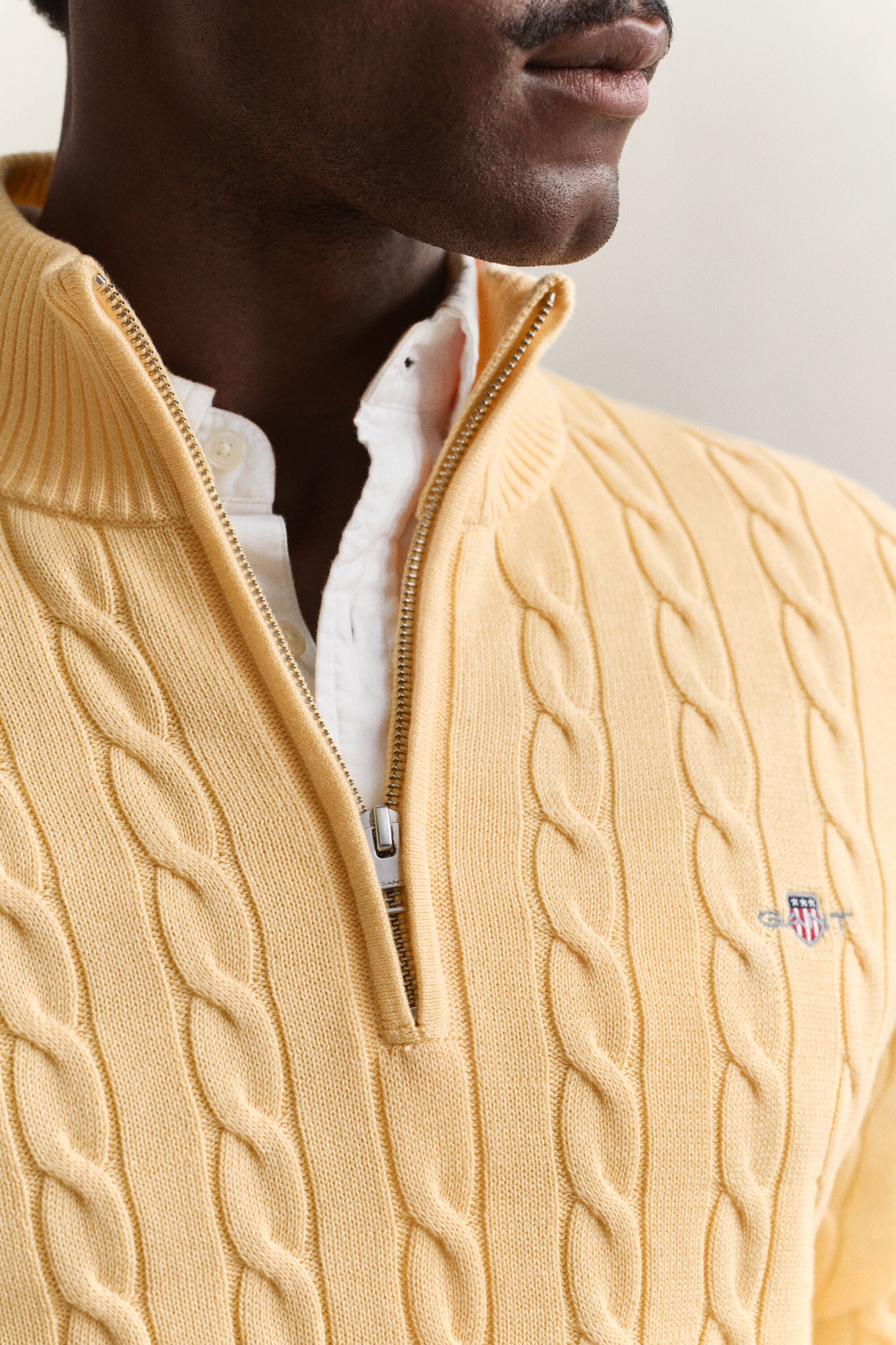 Cotton Cable Knit Half-Zip Sweater