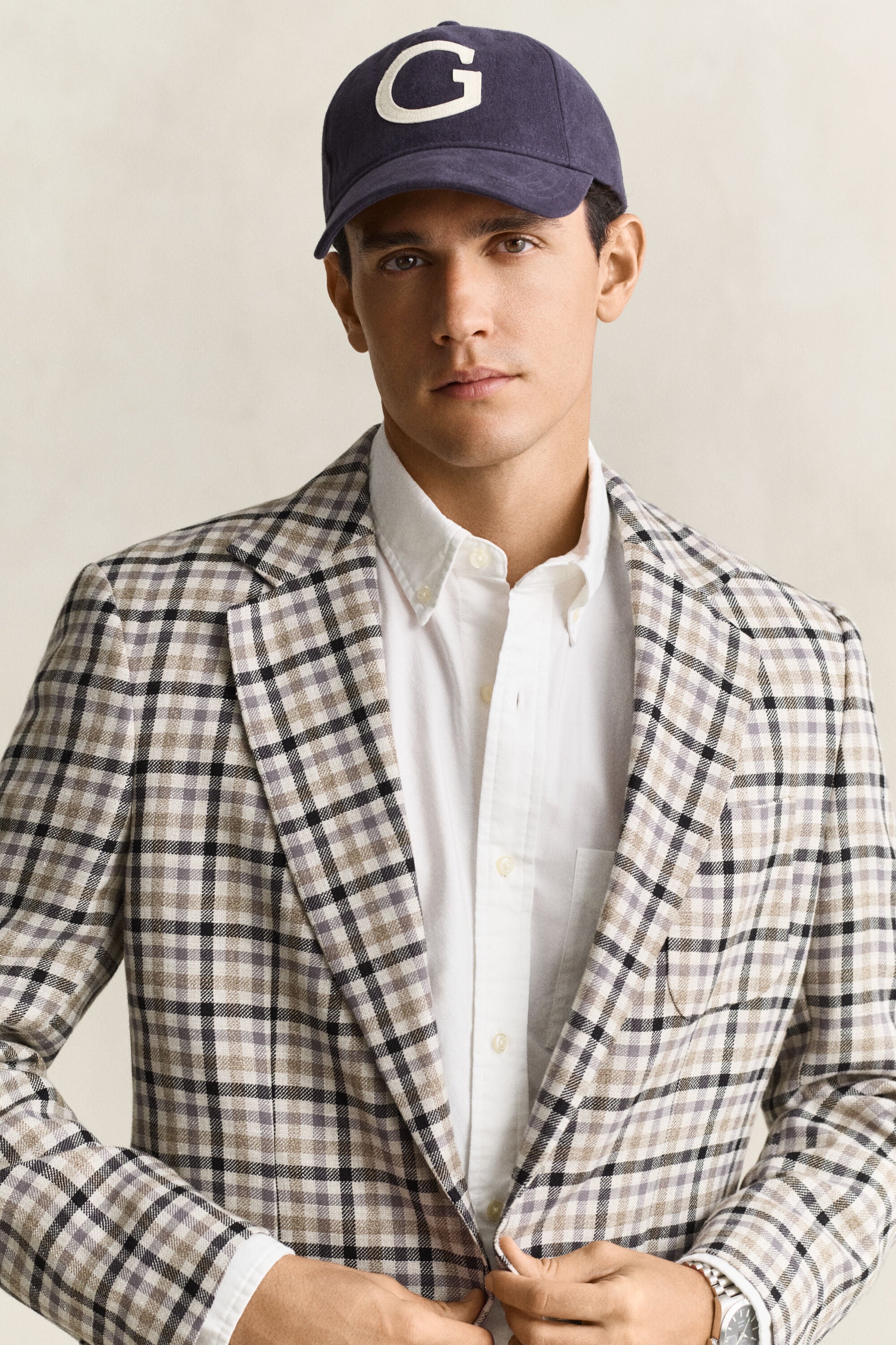 Wool Linen Check Blazer