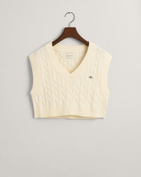 Cropped Cable Knit Vest
