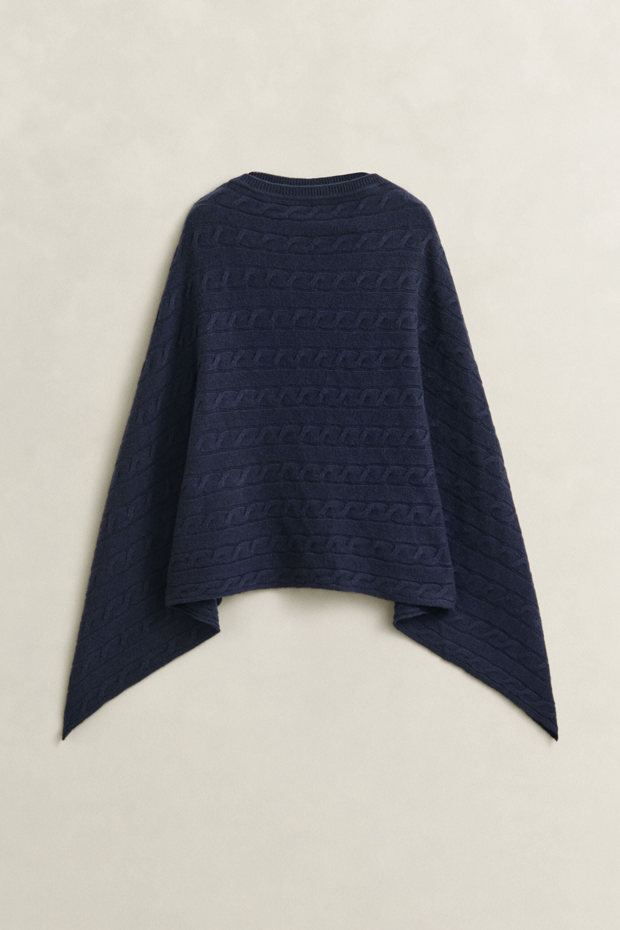 Wool Cable Knit Poncho