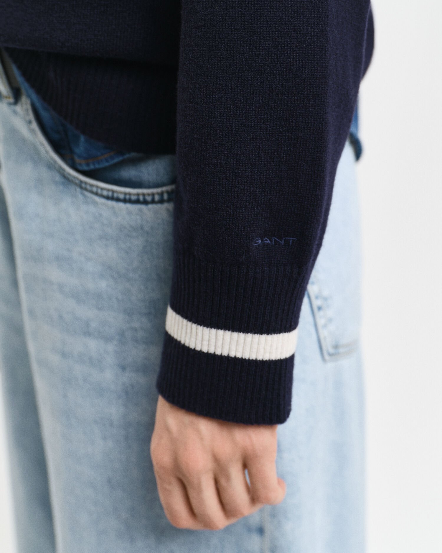 Superfine Lambswool Contrast V-Neck Sweater