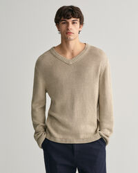 Linen Blend V-Neck Sweater