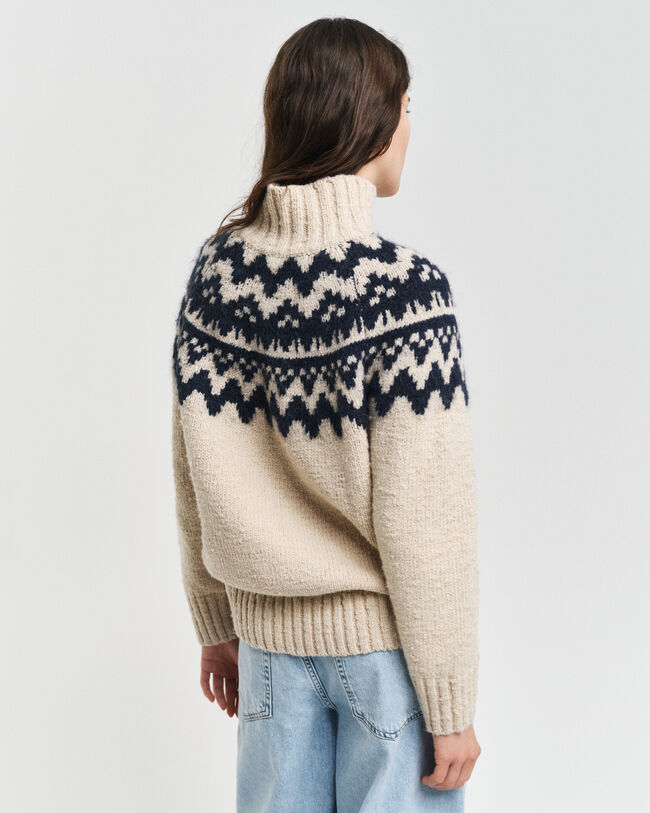 Fair Isle Stand Collar Sweater