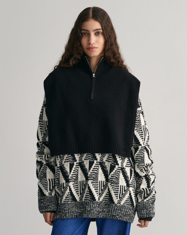 Wool Knit Zip Bib