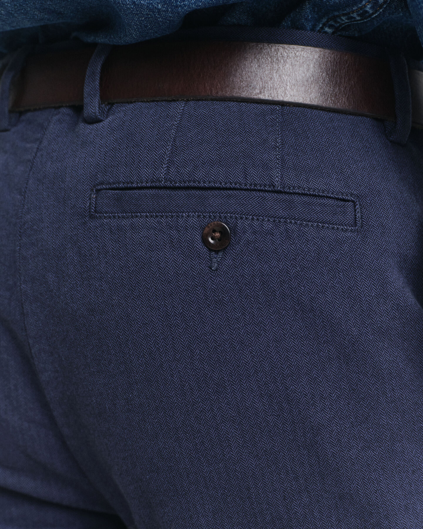 Slim Fit Cotton Herringbone Pants