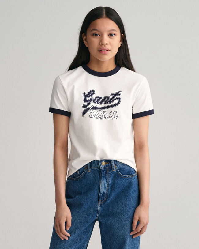 Teen Girls Cropped GANT USA T-Shirt