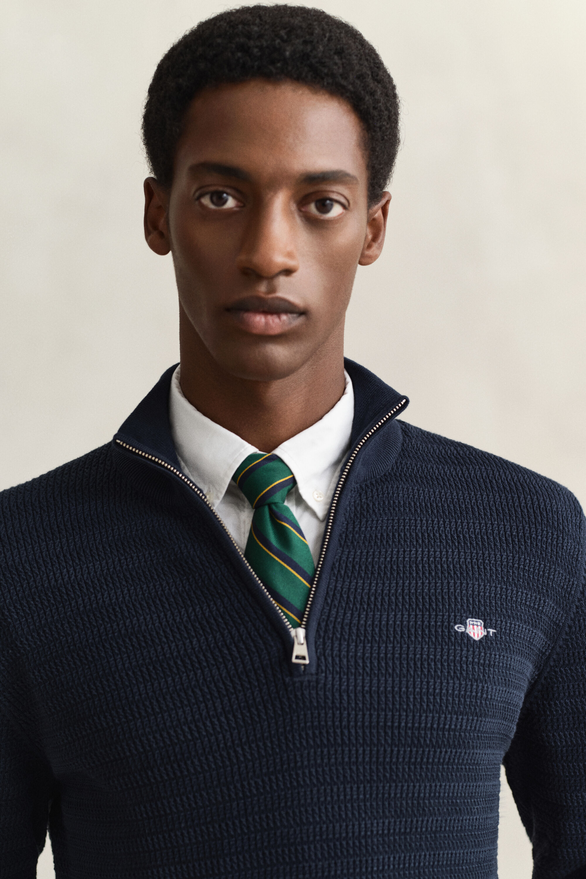 Mini Cable Knit Half-Zip Sweater