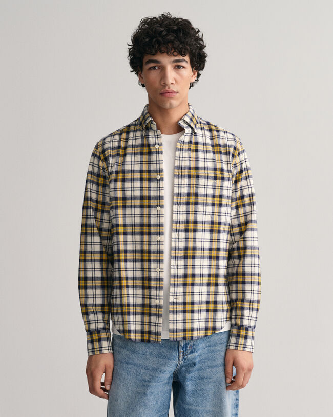 Regular Fit Checked Brushed Oxford Shirt