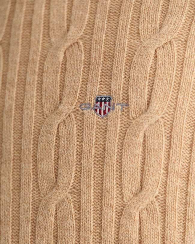 Lambswool Cable Knit Crew Neck Sweater