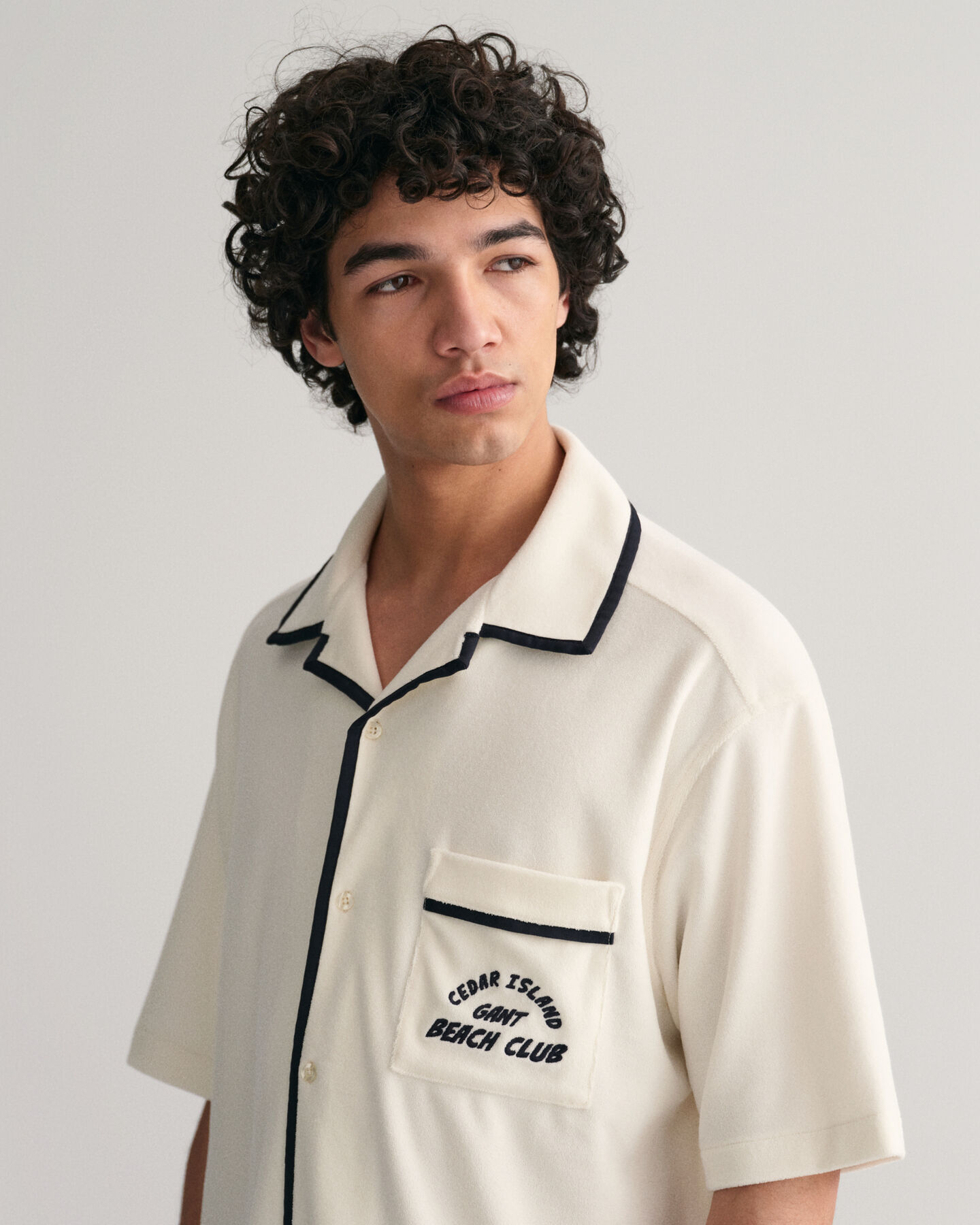 Relaxed Fit Terry Cloth Short Sleeve Shirt