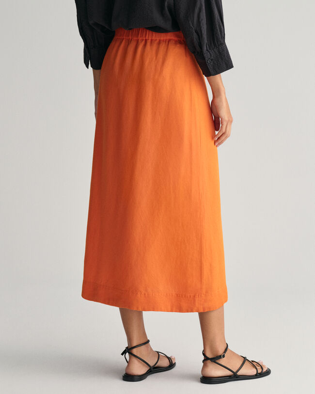 Linen Blend Midi Skirt