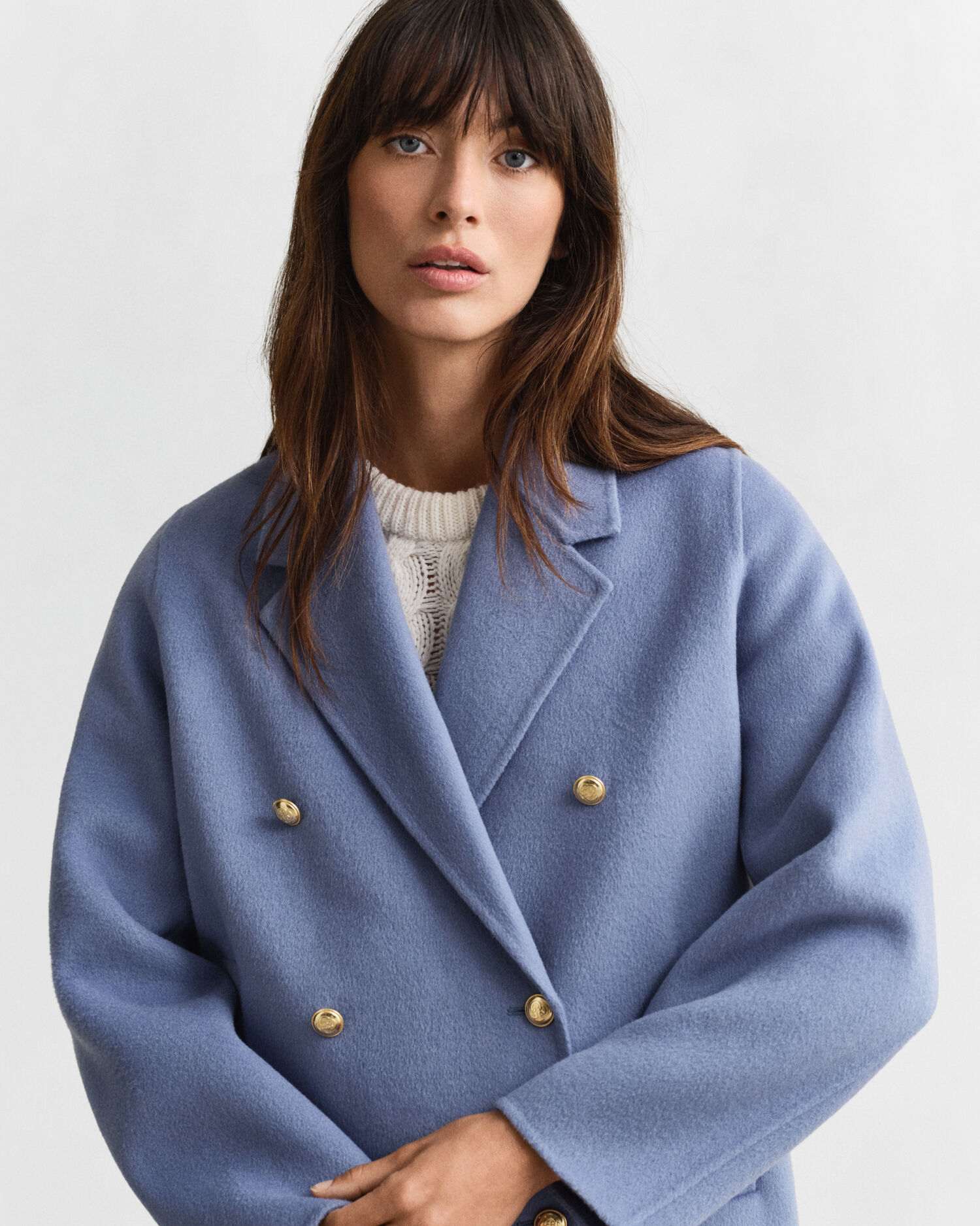 Handstitched Detail Pea Coat — FADED DENIM