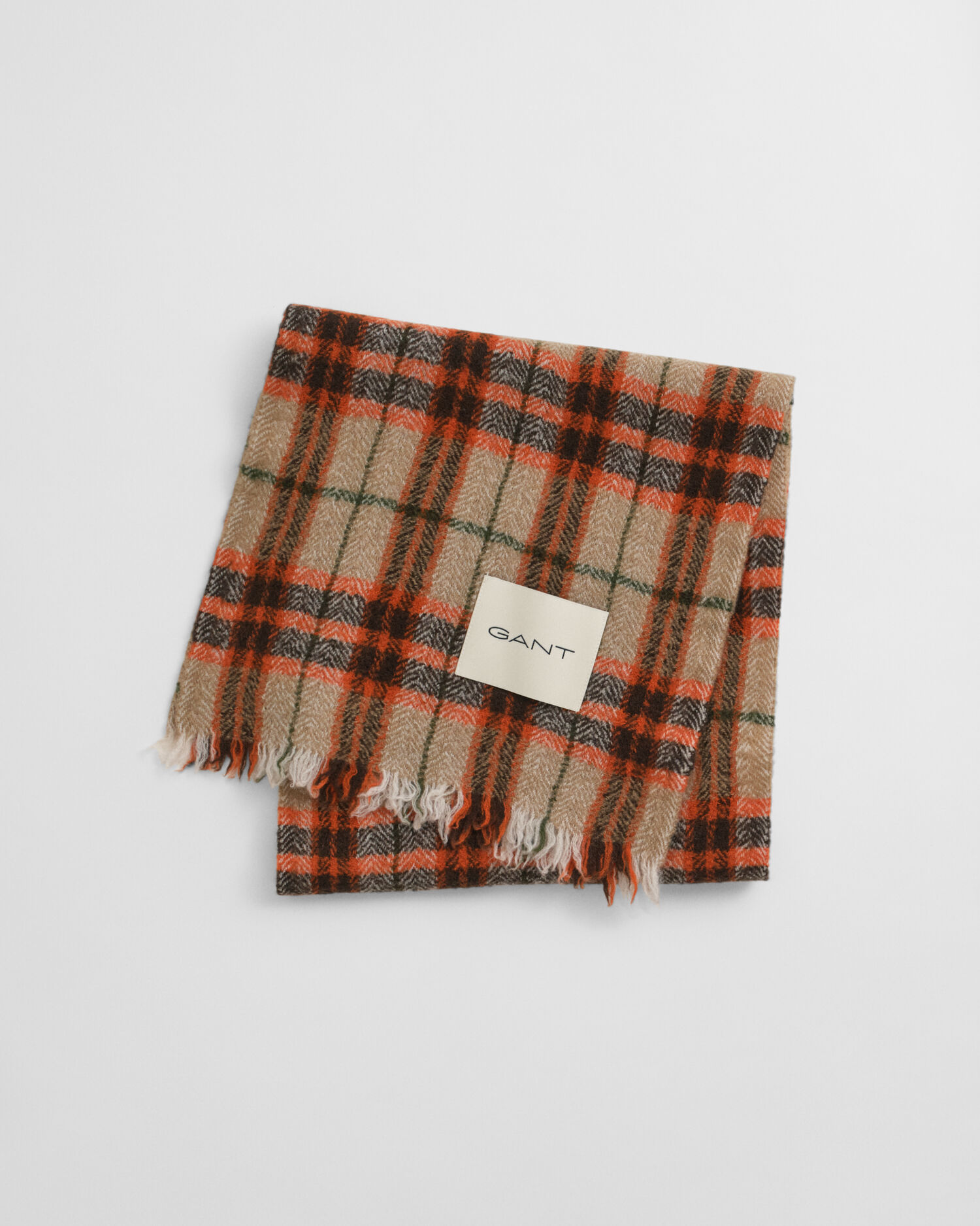 Checked Wool Herringbone Scarf