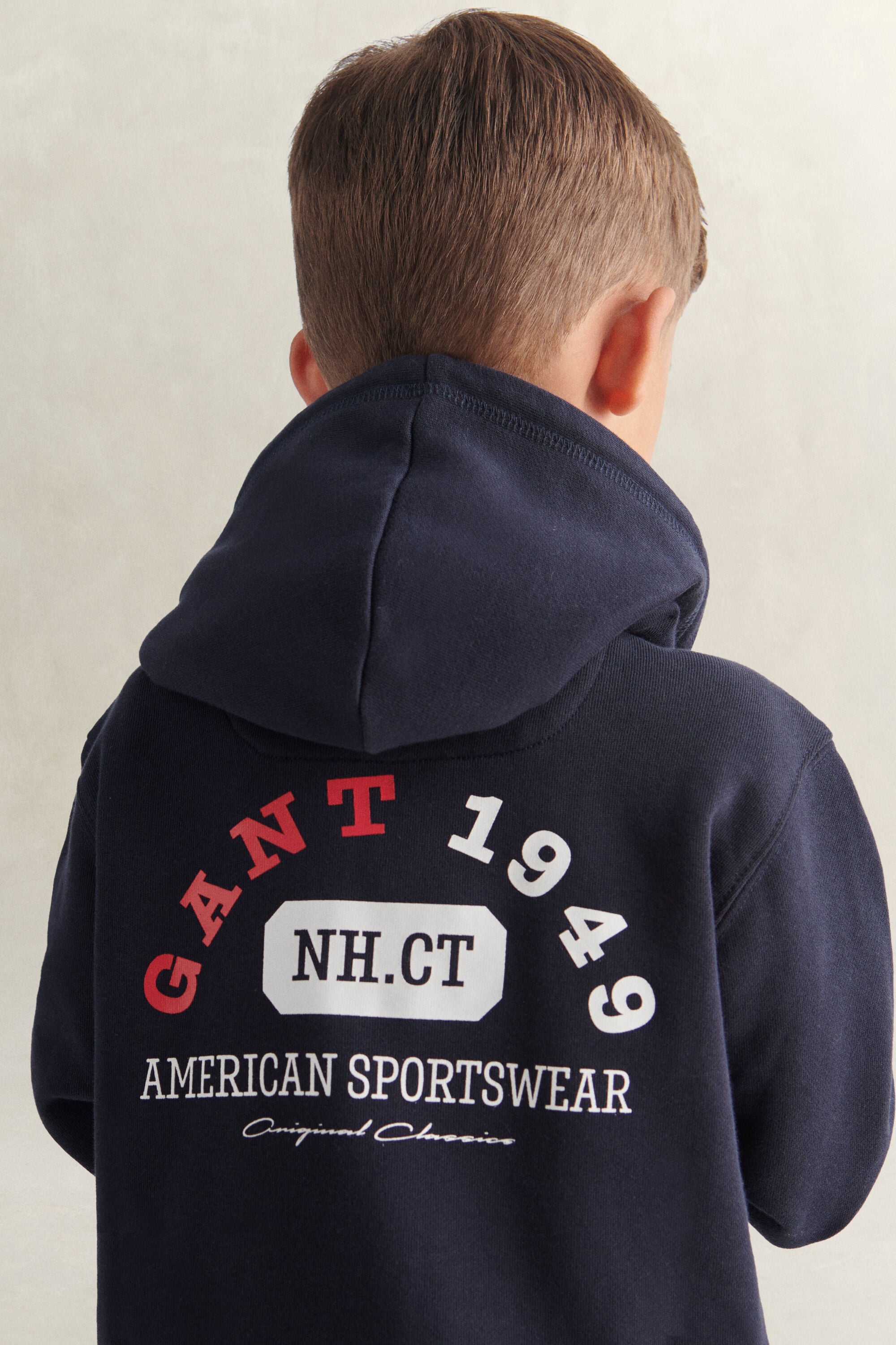 Boys Collegiate Graphic Zip Hoodie — EVENING BLUE