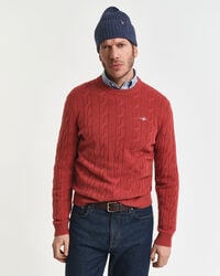 Lambswool Cable Knit Crew Neck Sweater