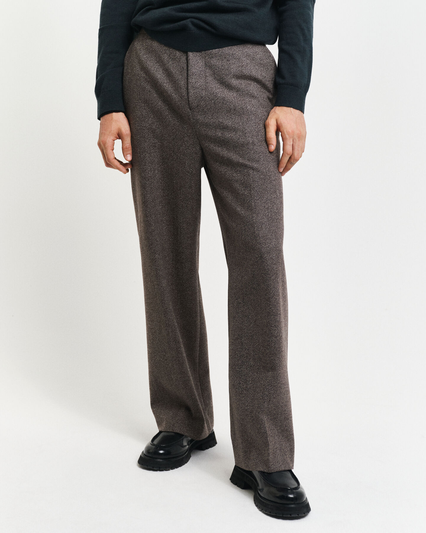 Relaxed Fit Mouliné Wool Suit Pants