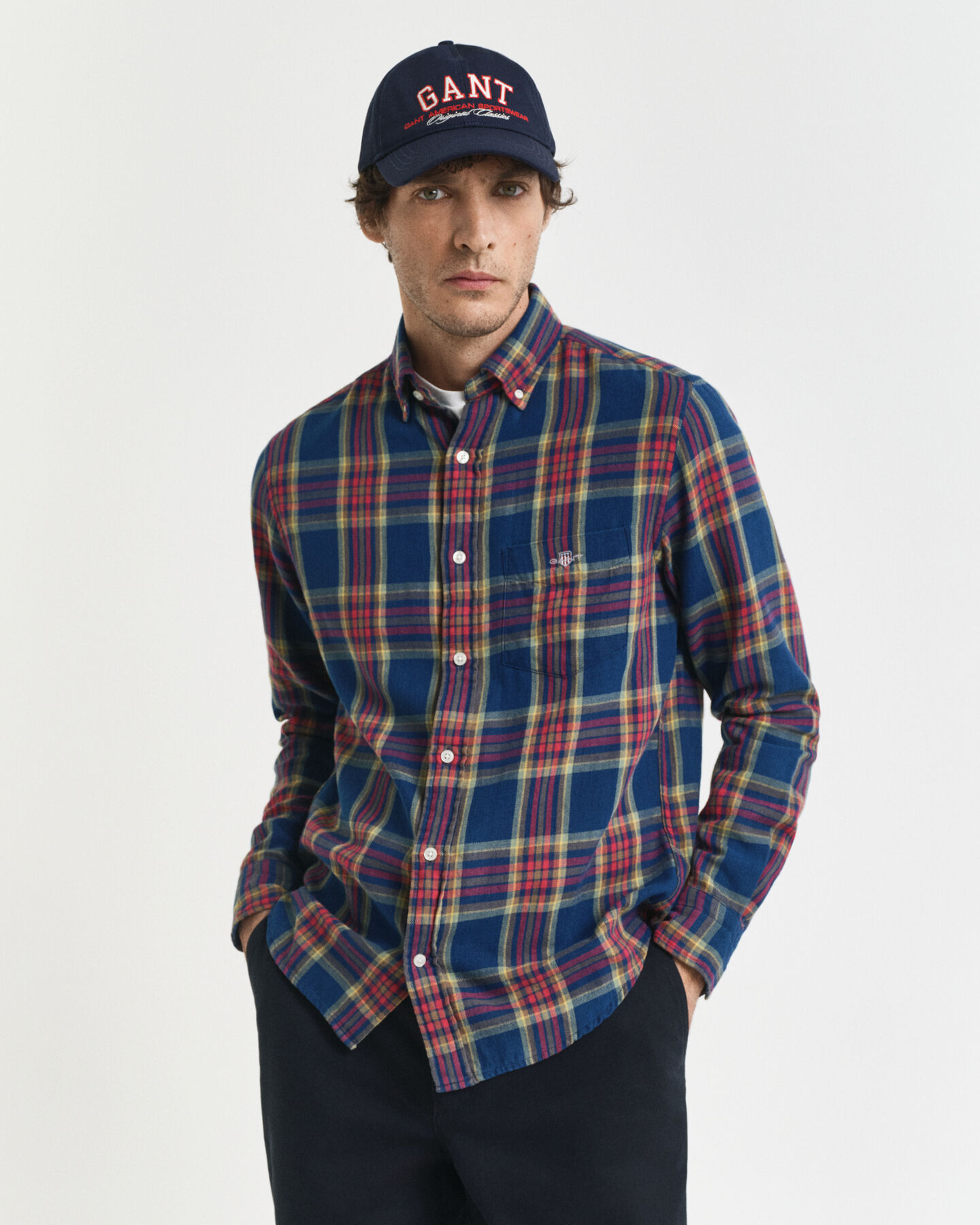 Regular Fit Checked Indigo Twill Shirt