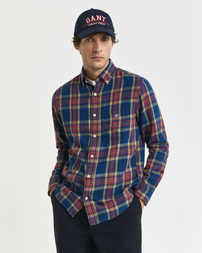 Regular Fit Checked Indigo Twill Shirt
