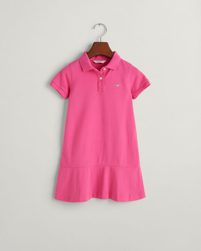 Girls Short Sleeve Piqu&eacute; Flounce Dress