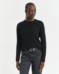 Cashmere Cable Knit Crew Neck Sweater