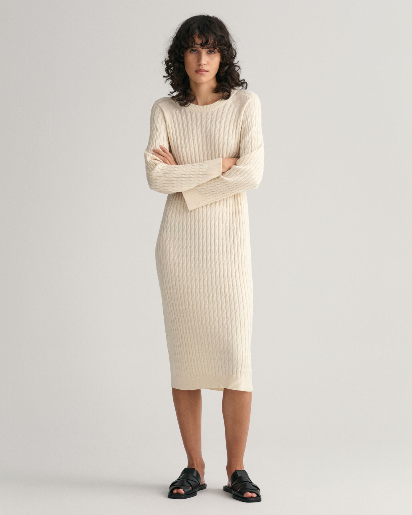 Cable Knit Crew Neck Dress