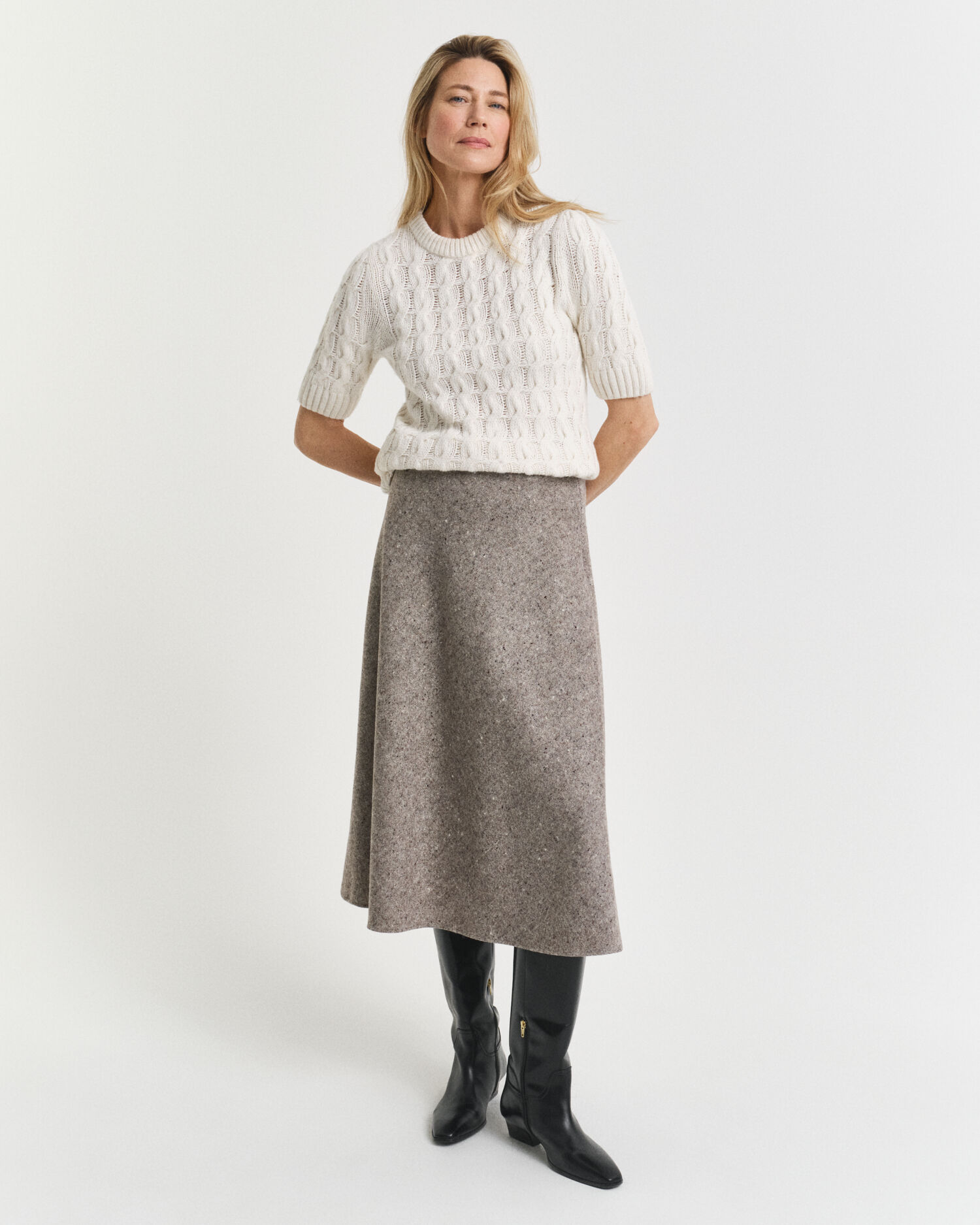 Flared Wool Midi Skirt