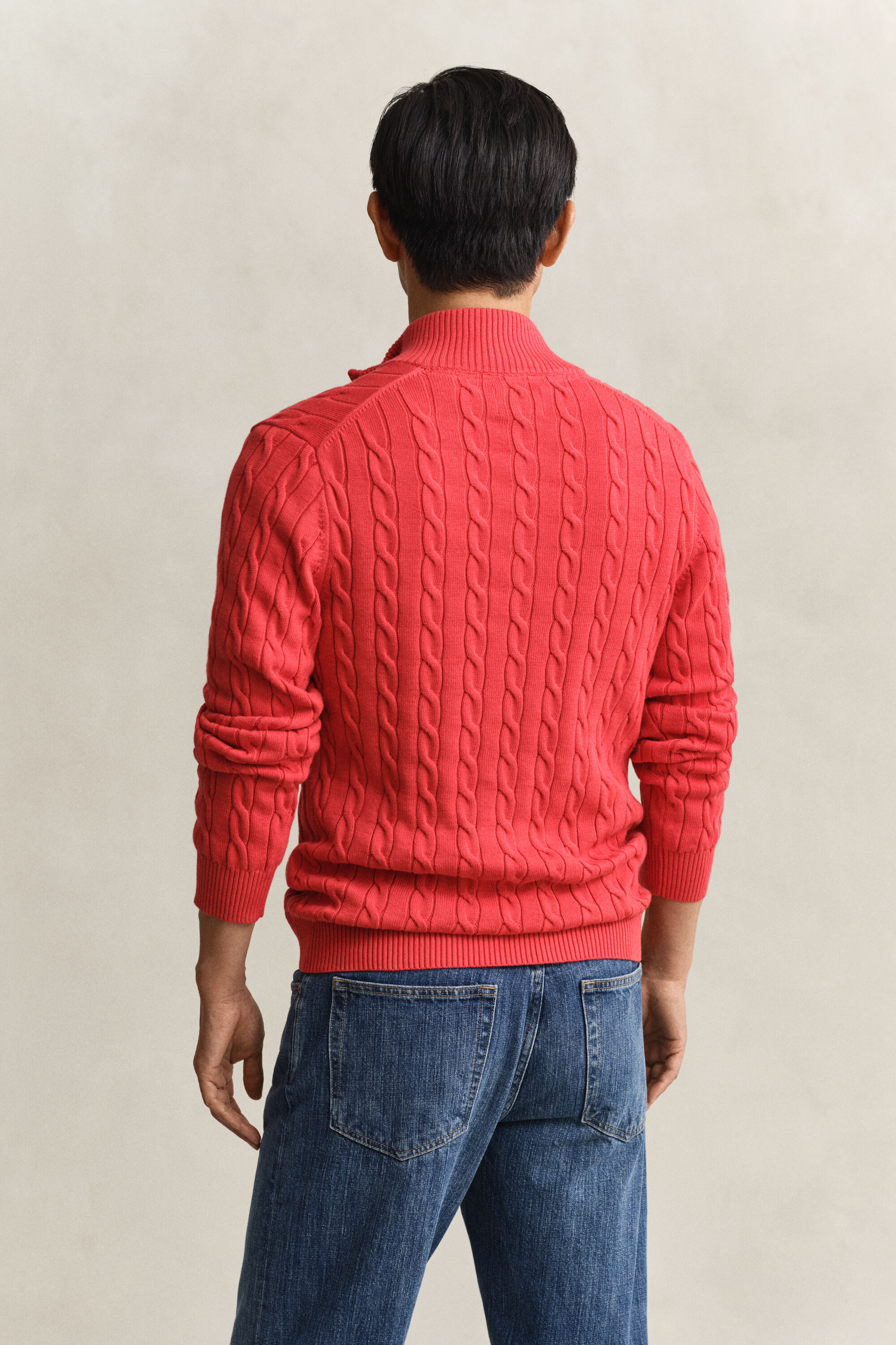 Cotton Cable Knit Half-Zip Sweater