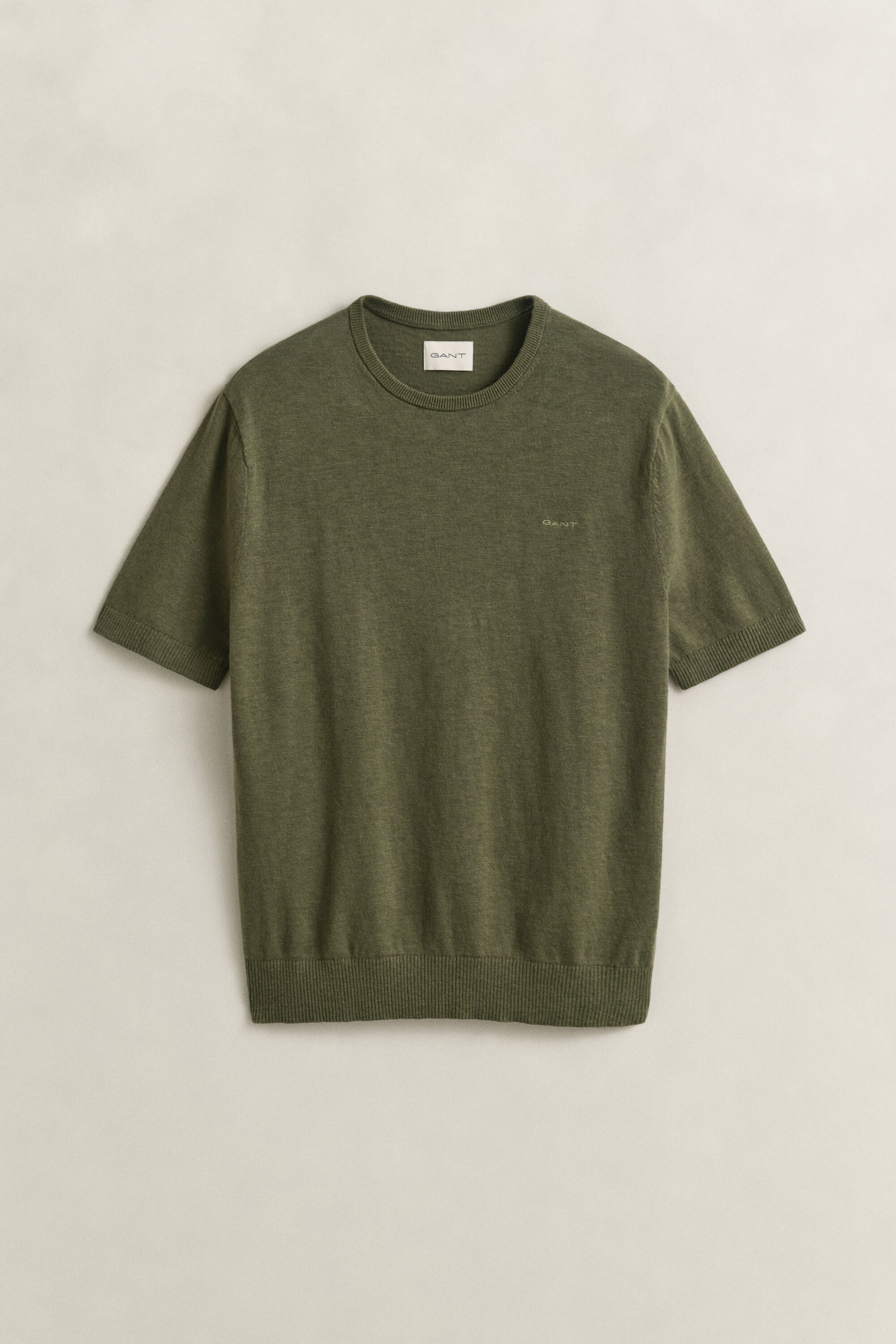 Slub Cotton Blend Short Sleeve Sweater