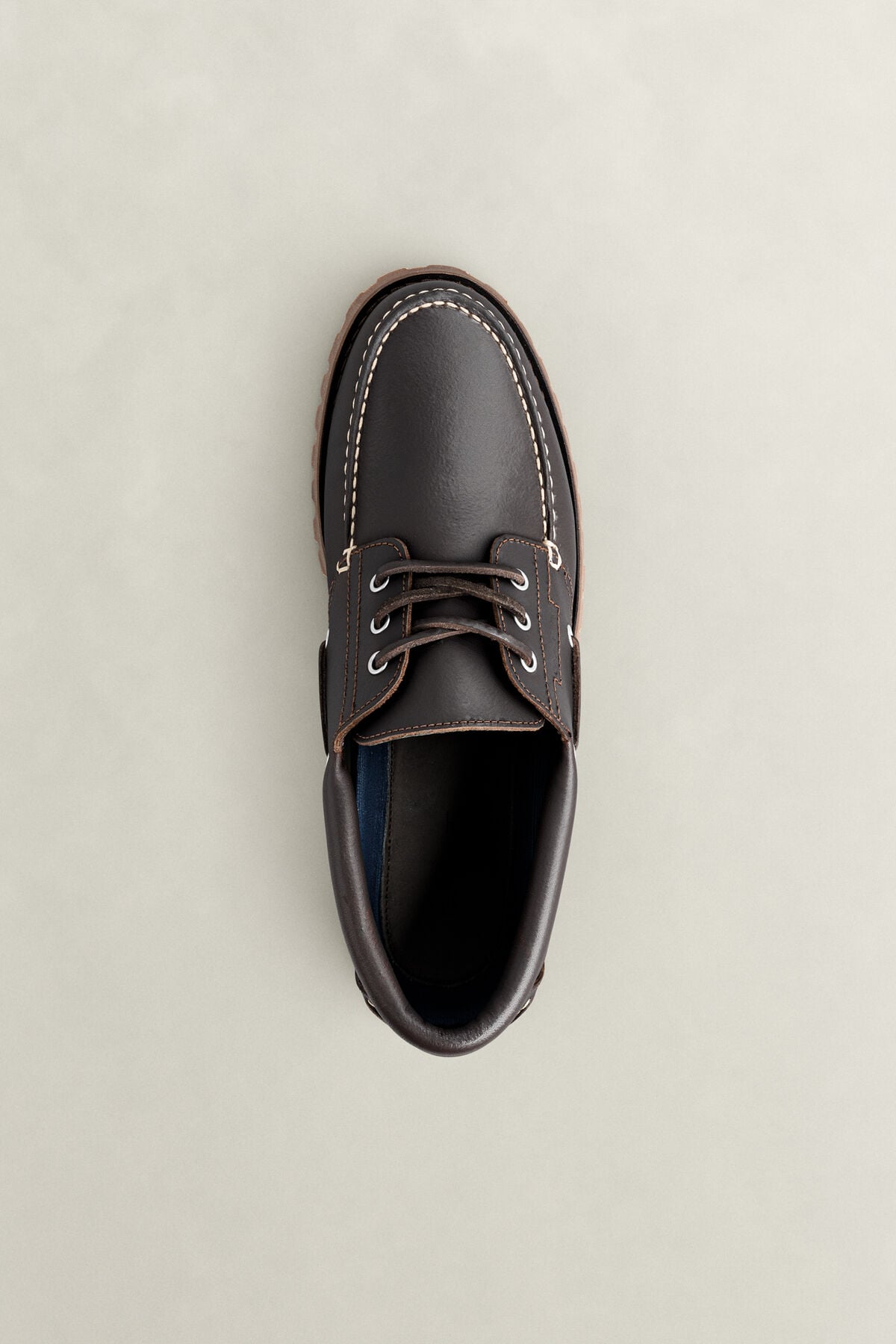 Tratton Leather Boat Shoes — DARK BROWN