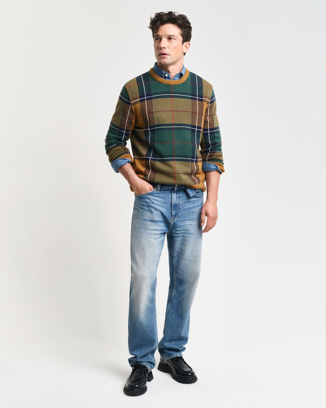 Checked Crew Neck Sweater