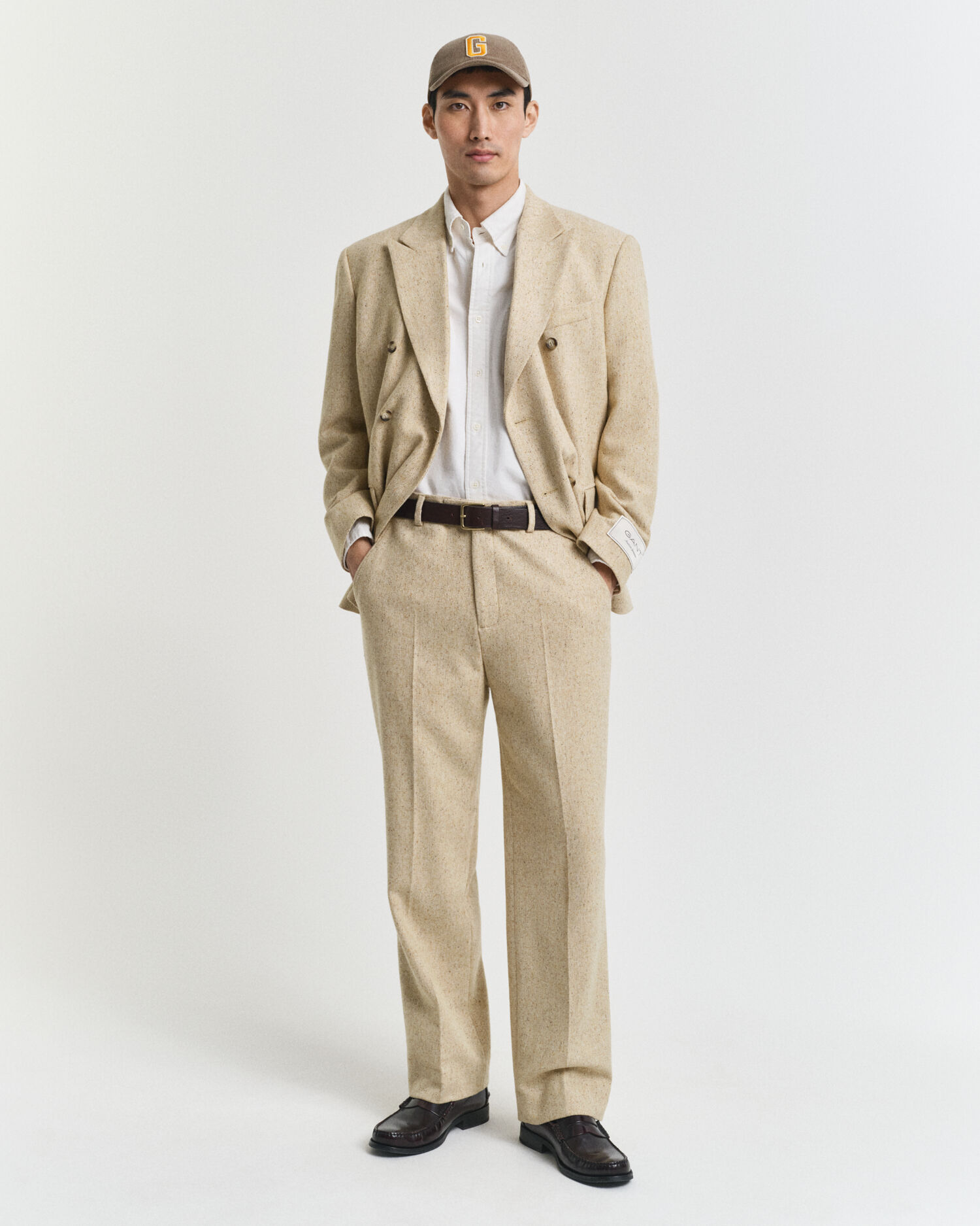 Relaxed Fit Nepps Herringbone Suit Pants