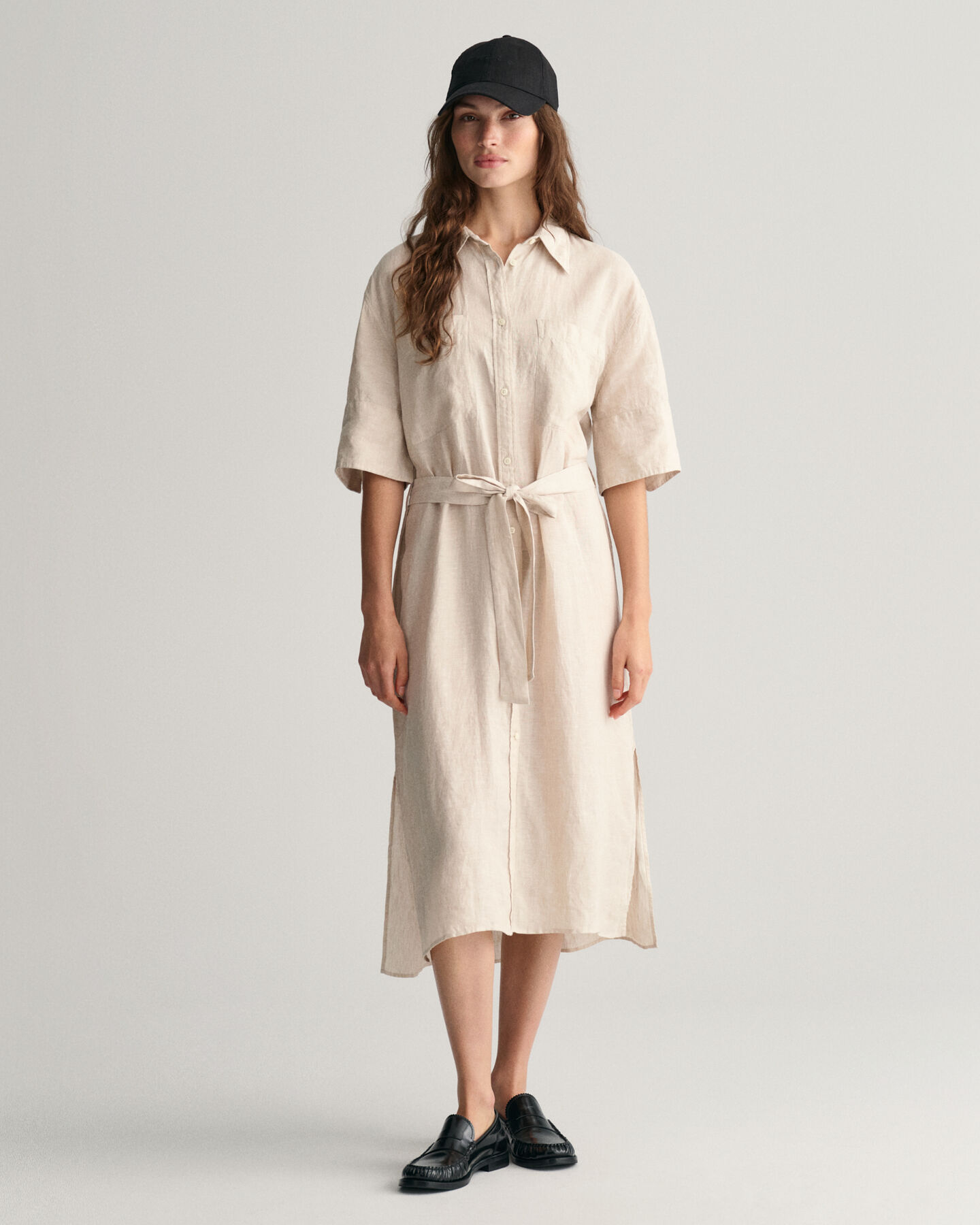 Linen Short Sleeve Shirt Dress